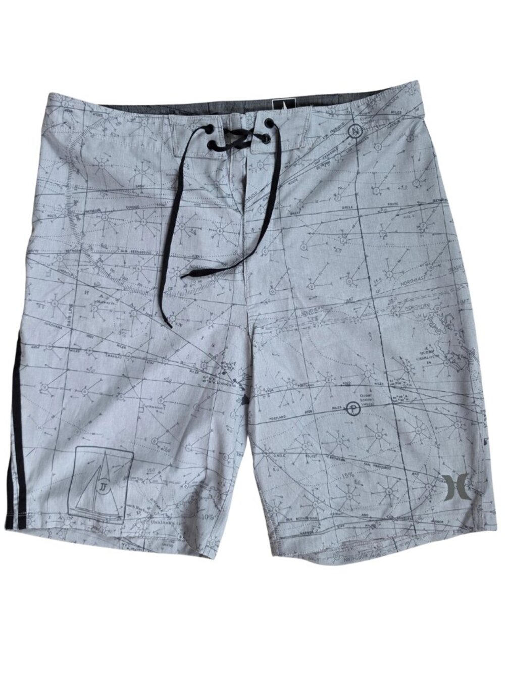 Hurley Phantom JJ Florence Map Graphic Boardshorts Swim Trunks Size 32